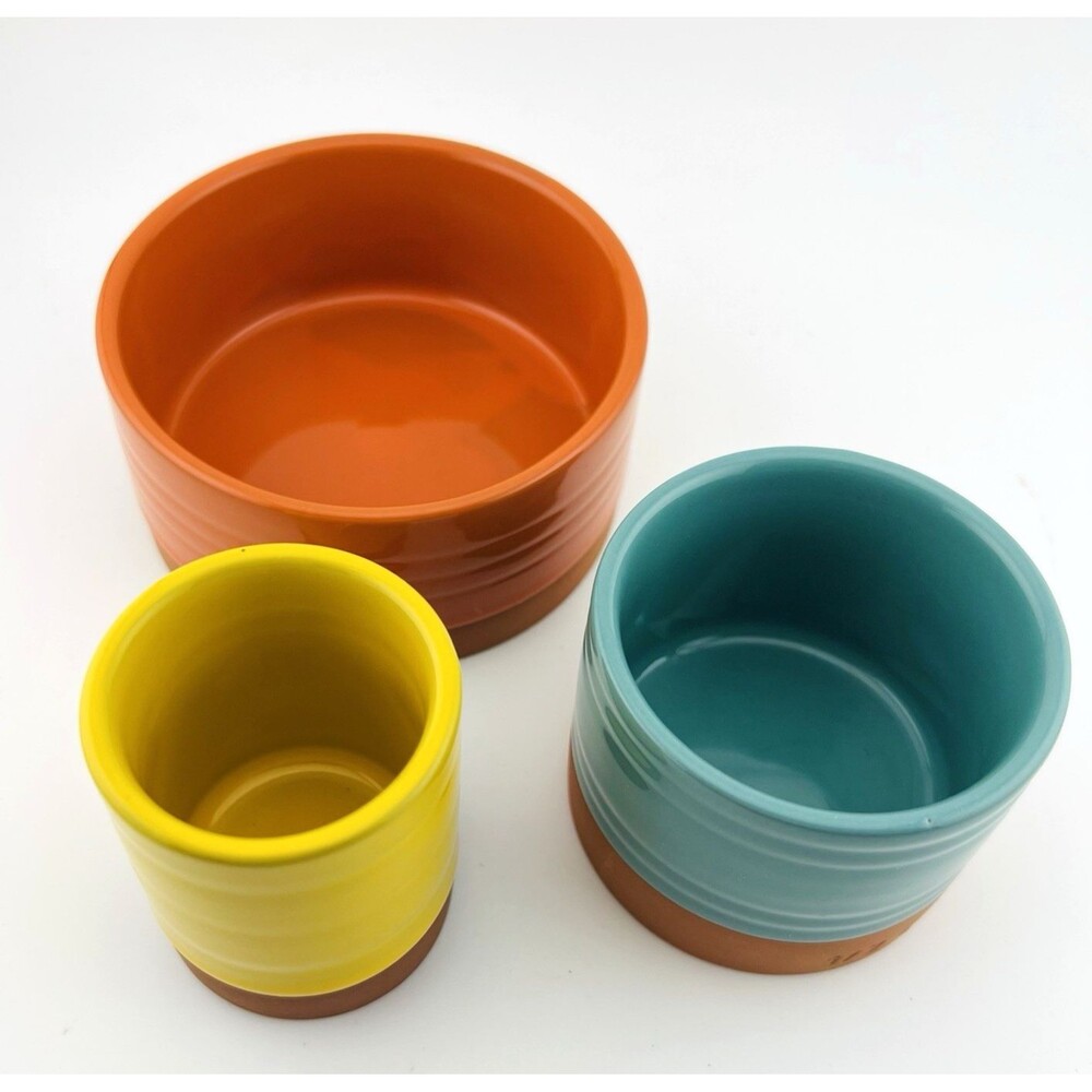 Dip by Now Designs Glazed Terracotta Decorative Measuring  Set 1, 1/2 & 1/4 Cup